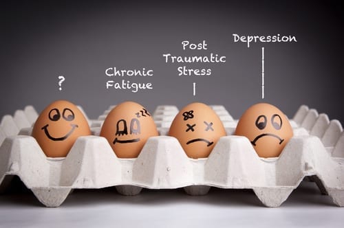Mental health concept in playful style with egg characters