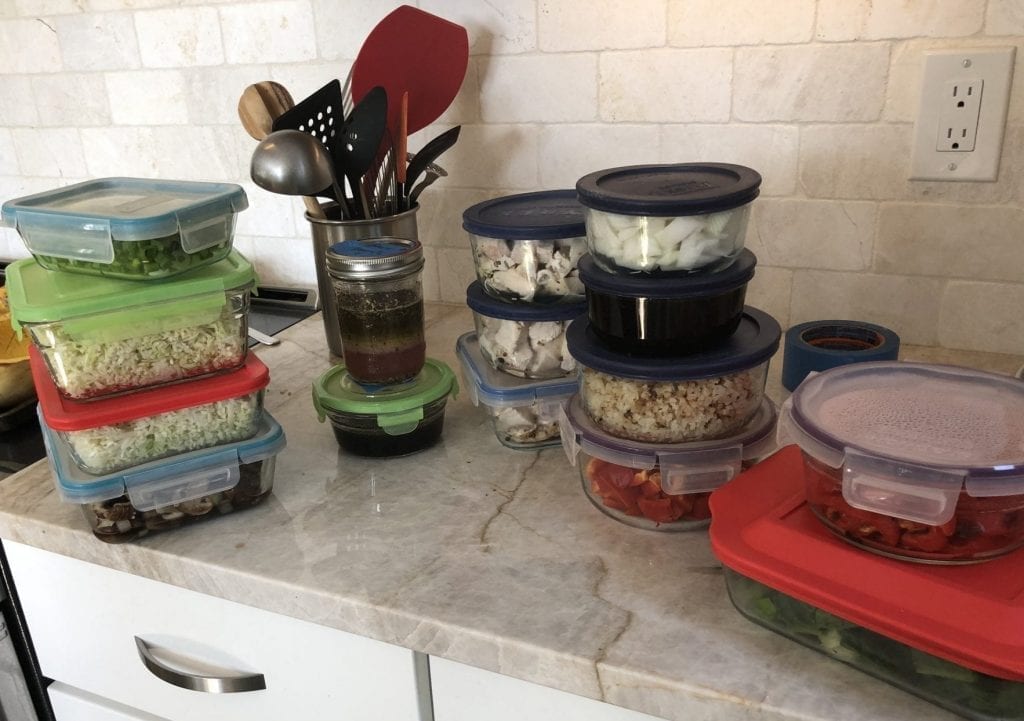 Prepped food in Tupperware on Counter