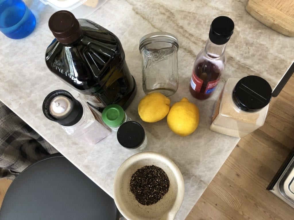 Ingredients for Dressing on Counter